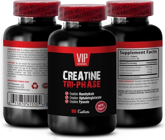 Creatine Tri-phase - Premuim Blend of Creatine Monohydrate, Creatine Pyruvate - Creatine Alphaketoglutarate Pills - Creatine for men and women - Creatine Monohydrate Pills - 1B 90 Tablets