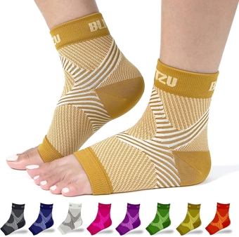 Compression Socks for Plantar Fasciitis, Achilles Tendonitis Relief. Ankle Compression Sleeve for Heel Spurs, Foot Swelling, Fatigue & Sprain. Arch Support Brace for Sports, Gym Nude S-M