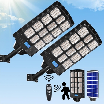 LED Solar Street Light Outdoor Waterproof,50000LM Large Spuer Bright Solar Powered Security Flood Lights,Motion Sensor lamp for Yard (1600W Two Pack)