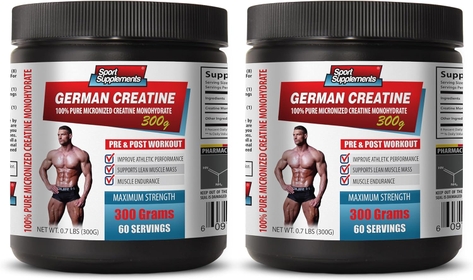 Muscle Strength Supplement - German CREATINE - 100% Pure MICRONIZED CREATINE MONOHYDRATE - Creatine Complex, creatine monohydrate micronized Powder, unflavored creatine monohydrate, 2 Cans 600 Grams