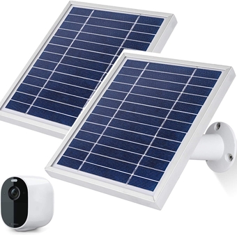 Solar Panel Charger for Arlo Essential Spotlight/XL Spotlight Camera,11.8Ft Outdoor Power Charging Cable & Adjustable Mount,Charger for Essential,Not for Arlo Pro Pro2 Pro3 (2 Pack,Silver)