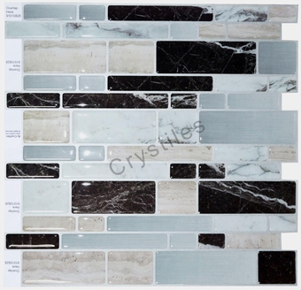 10"x10" Multi-Color Marble Peel and Stick Backsplash, Self-Adhesive Kitchen Backsplash, Light Gray, 6 Sheets Pack