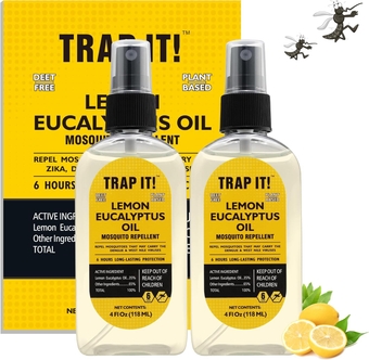 Mosquito Repellent Spray, 8 Fl Oz DEET-Free Lemon Eucalyptus Essential Oil for Body Skin, Natural Insect Bug Spray Travel Size for Indoor Outdoor Effective Mosquito Tick Gnat Fly Control