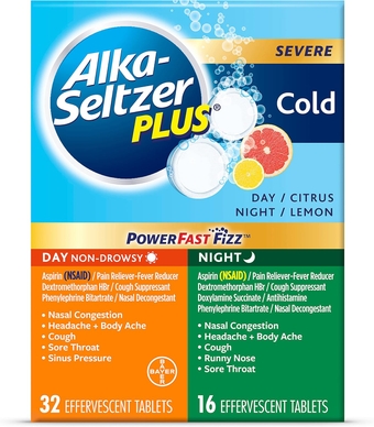 Plus Severe Cold & Flu Medicine - PowerFast Fizz Tablets for Adults and Children 12+ - 48ct