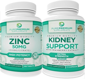 PurePremium Kidney Support Supplement with Immune Support Zinc 50mg Supplements for Men and Women - Essential Vitamins with Maximum Strength to Hepls Immune Support System - Daily Herbal Pills