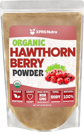 Organic Hawthorn Berry Powder - Premium USDA Organic Hawthorne Berry Powder for Cardiovascular Support - Vegan Friendly Hearth Health Supplement (16 Ounce)
