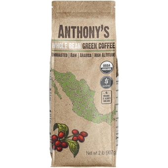 Organic Unroasted Whole Green Coffee Beans, 2lbs, Mexican Altura Arabica Beans, Raw, Batch Tested and Gluten Free