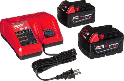 48-59-1850 M18 RED LITHIUM XC 5.0 Ah Batteries (2) + 48-59-1812 M12 and M18 Multi Voltage Charger kit