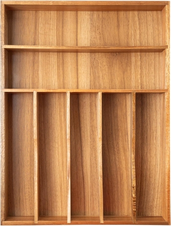 Silverware Organizer 13 Inch Acacia Wood Kitchen Drawer Organizer 7 Slots Utensil Organizer Silverware Holder Cutlery Organizer Flatware Tray