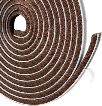 Felt Pile Weather Stripping Brush Strip for Window and Door Seal 11/32 inch x 11/32 inch x 16 ft,Strong Adhesive Backing Door Felt Strip for Sealing Insulation, Brown