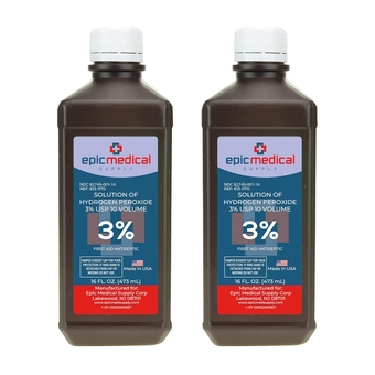 H2O2 Hydrogen Peroxide Solution 3% USP - 16 oz, First Aid Antiseptic & Multipurpose Cleaner - Hydrogen Peroxide Mouthwash, Topical Wash for Cuts & Scrapes - 16oz (Pack of 2)