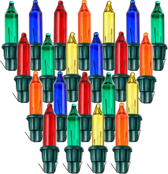 500 Pieces 2.5V Replacement Christmas Tree Light Bulbs 50/100/150/200 Count Mini Incandescent Wire String Light Replacement Bulbs for Xmas Tree Decoration (Green Base with Colorful Bulb)