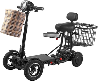 Dragon Mobile Foldable Lightweight Lithium Li-on Battery Power Scooters, Multi Terrain Easy Travel Electric Mobility Scooter for Adults, Seniors with Child Seat by  (DM - Black)