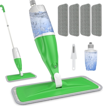 Wet Mops for Floor Cleaning, Papclean Spray Mop with 4 Washable Pads, Hardwood Floor Mop Dust Mop with 440 Ml Refillable Bottle, Microfiber Flat Mop Trapeador for Home Kitchen Wood Tile Laminate Vinyl