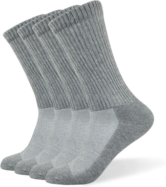 ell Knitting Loose Men's Diabetic Crew Socks,Non-Binding Top,Seamless Toe,Semi Cushion,Breathable Soft Coolmax Socks 4 Pairs