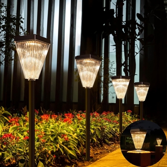 Solar Pathway Lights Outdoor, Waterproof Solar Garden Light, 4 Pack Solar Powered Landscape Light for Yard Patio Walkway Driveway, 2 Color Modes(White+Warm)