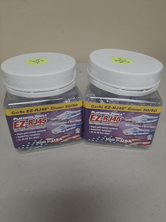 202015J Combo 50/50 of Cat5e EZ-RJ45 Connectors and Strain Reliefs (2-pack) (2)