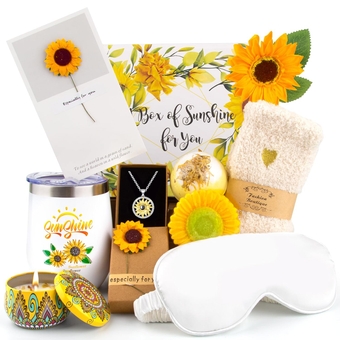 Sunflower Gift Box for Women Wife Mom Sister on Birthday, Bath Relax Spa Basket for Her Get Well Soon Gifts Basket Ideas,Mothers Day Gifts for Women Who Have Everything