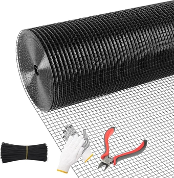 Black Hardware Cloth, 1/2 inch 48'' x 50'Chicken Wire Fence, 19 Gauge Vinyl Coated Welded Cage Wire Mesh Roll Supports Poultry Netting Cage Garden Fence…