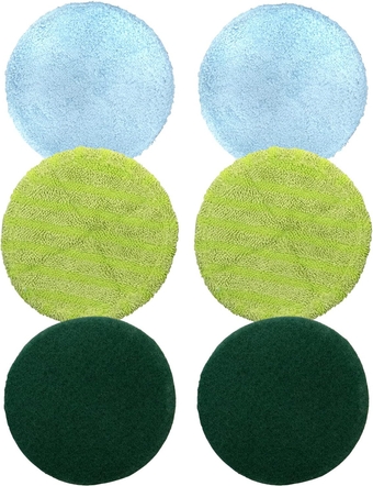 Floor Police Reusable Replacement Mop Heads, Mop Head Replacement for Use with The As Seen On TV Motorized Spin Mop, Includes Microfiber Floor Mop Pads, Scrubber Pads and Polishing Pads, 6 Pads,