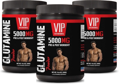 Muscle Mass Supplement - GLUTAMINE Powder 5000MG - PRE & Post Workout - glutamine Powder Bulk Supplements - 3 Cans 900 Grams