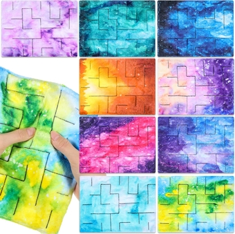 9 Pcs Fidget Marble Maze Mat Bulk, Soft Fabric Sensory Cloth Stress Relief Toys Quiet Classroom Fidget Toys for Kids Teens Classroom School Supplies, 7.8 x 6 Inch(Starry Sky)