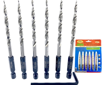 Replacement Tapered Countersink Drill Bit Set 6 Pc (#8) 11/64" Countersink Bit Same Size Bit Replacement Only, Countersink Replacement Drill Bit  Maximum Torque Wood Bits Secured with Pin