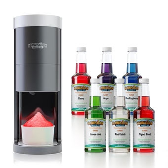 Syrup 6 Pint Pack of Cherry, Grape, Blue Raspberry, Tiger’s Blood, Lemon-Lime, & Pina Colada bundled with HomePro   Machine