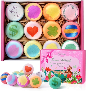 Bath Bombs,  Bath Bombs for Women, 12 Bath Bomb for Kids Girls, Homemade Bathbombs with Essential Oil, Bath Spa Relaxing Christmas Valentines Birthday Mothers Day Gifts Set for Mom Her