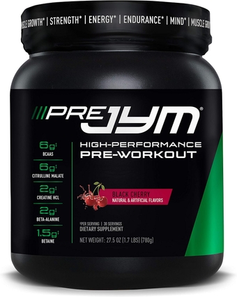 Pre JYM Pre Workout Powder - BCAAs, Creatine HCI, Citrulline Malate, Beta-Alanine, Betaine, and More | JYM Supplement Science | Black Cherry Flavor, 30 Servings