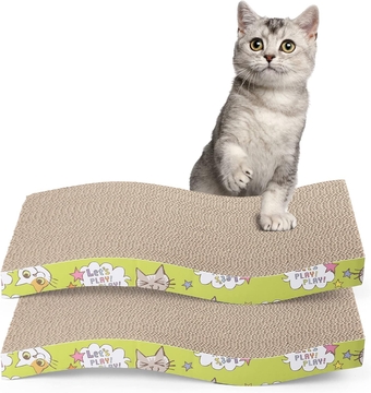 Cat Scratchers Cardboard, S Shape Cat Scratch Pad, Cat Scratching, Corrugated Board Reversible with Catnip for Indoor Cats