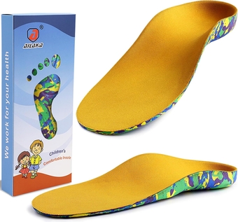 Kids Arch Support Shoe Insoles, Toddler Orthotic Flat Foot EVA Cushioning Athletic Inserts, Children Inserts for Plantar Fasciitis, Feet Heel Pain Relief Running Walking