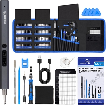 Mini Electric Screwdriver, 144-Piece Electric Precision Screwdriver Set Small Power Screwdriver Cordless Rechargeable, Electronic Repair Tool Kit for PC, Computer, Laptop, Phone, RC Drone