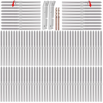 60 Pack Stainless Steel Left & Right Handed Thread Swag Lag Screws, 30 Pairs Cable Railing Lag Swage Screws Left and Right for 1/8" Deck Railing, Cable Railing Kits for Wood Posts