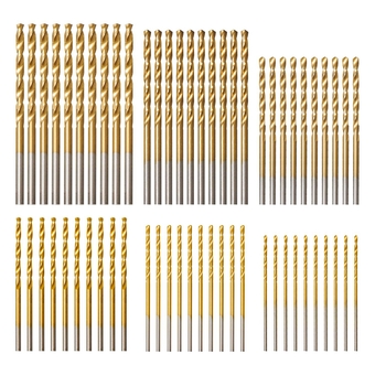 Titanium Drill Bit Set (60 pcs), Premium 4341 HSS Micro Drill Bits for Wood, Metal, Steel, Plastic, Aluminum Alloy, 3/64"-1/8"