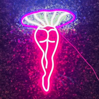 Lady Mushroom Neon Light LED Night Lights USB Connected Sign Neon Sign for Man Cave Home Bar Bedroom Wall Decor Party Art Decoration Gift for Her (3.Purple)