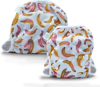 &  - 2 Reusable Swim Diapers | Full Size Pack N-6 | Adjustable, Soft & Breathable for Toddlers & Babies, Newborn Swim Diaper to 40 Months Old, Ideal for Swimming Lessons(Bananas)