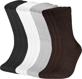 12 Pairs Cotton Diabetic Socks for Men & Women - Non-Binding Extra Wide Top Neuropathy Socks - Crew Socks