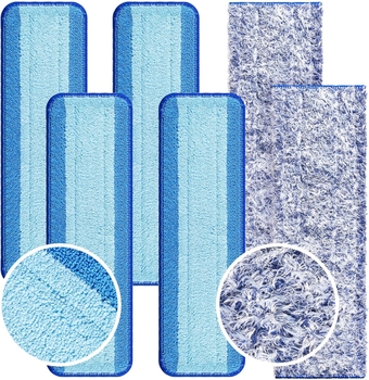 6 Pcs Microfiber Mop Pads, Includes 4 Reusable Microfiber Cleaning Pad 2 Washable Microfiber Dusting Pad Refill Microfiber Dusting Pad Compatible with Bona for Hard Surface Floors