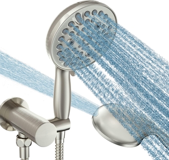 High Pressure Shower Head with handheld，10 Settings 4.8 Inch Handheld Showerhead 59 inch Stainless Steel Shower Hose,Built-in Power Spray to Clean Difficult Area,Brushed Nickel