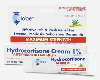 Hydrocortisone Maximum Strength Cream 1% w/ Aloe, Anti-Itch Cream for Redness, Swelling, Itching, Rash & Dermatitis, Bug/Mosquito Bites, Eczema, Hemorrhoids & More