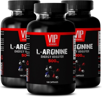 L-arginine Capsules - L-ARGININE Energy Booster 500 MG - Boost Immune System, 3 Bottles (300 Capsules)