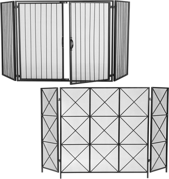 Modern Fireplace Screen 3 Panel, Heavy Duty Metal Fire Place Screen Gate Fence Cover, Black Folding Fire Spark Guard Child Proof for Indoor, Outdoor, Farmhouse, Home Decoration