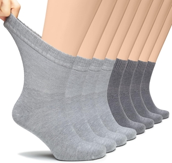 Diabetic Socks for Men, Loose Ankle Socks Bamboo,Extra-Wide, Thin, Seamless Toe and Non-Binding Top, 4 or 8 Pairs