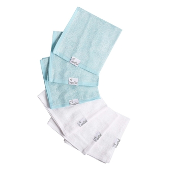 6 Ultra Soft Baby Bath Washcloths Premium Large Soft Sonny (Blue/White) 11" x 11" Towels
