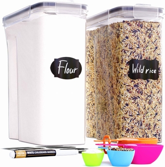 Airtight Food Containers - Set of 2 for Kitchen & Pantry - BPA Free for Cereal, Rice, Flour, Sugar - Bulk Storage - Big Containers