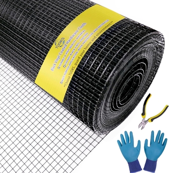 48'' x 50' 1/2inch Hardware Cloth 19 Gauge Black Vinyl Coated Wire Mesh Roll Welded Wire Fence Roll Poultry Netting Snake Fence Rabbit Cages Rodent Wire Chicken Wire Fencing Gopher Wire Cloth