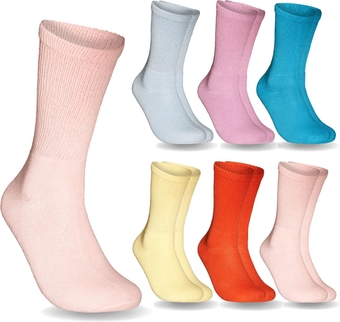 6 Pairs Non-Binding Diabetic & Circulator Crew Socks For Men & Women - Soft Moisture-Wicking Cotton
