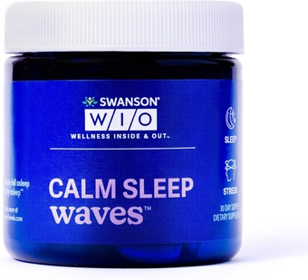 WIO™ Calm Sleep Waves™ Calmly Fall Asleep, Less Stress, Mental Wellness with Melatonin, Valerian Root, GABA, Gluten Free, Vegan - 4 oz Bottle, 30 Tri-Layer Tablets (30-Day Supply)