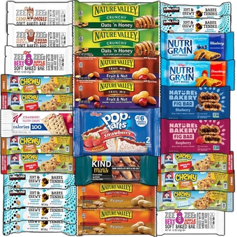Granola Nutrition Bars Mix (30count) - Healthy Snacks to Go, Breakfast Cereal Health Bar Mix Assortment Variety Pack, Kids Adults Boys Girls School, Snacks Gift Care Package for Office or Home Exams - Spring Finals